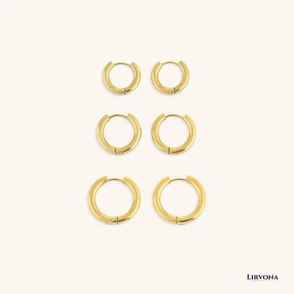 Women’s Gold Hoop Earrings 14k Plated Stainless Steel Classic Design