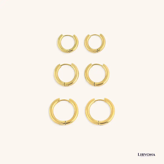 Women’s Gold Hoop Earrings 14k Plated Stainless Steel Classic Design