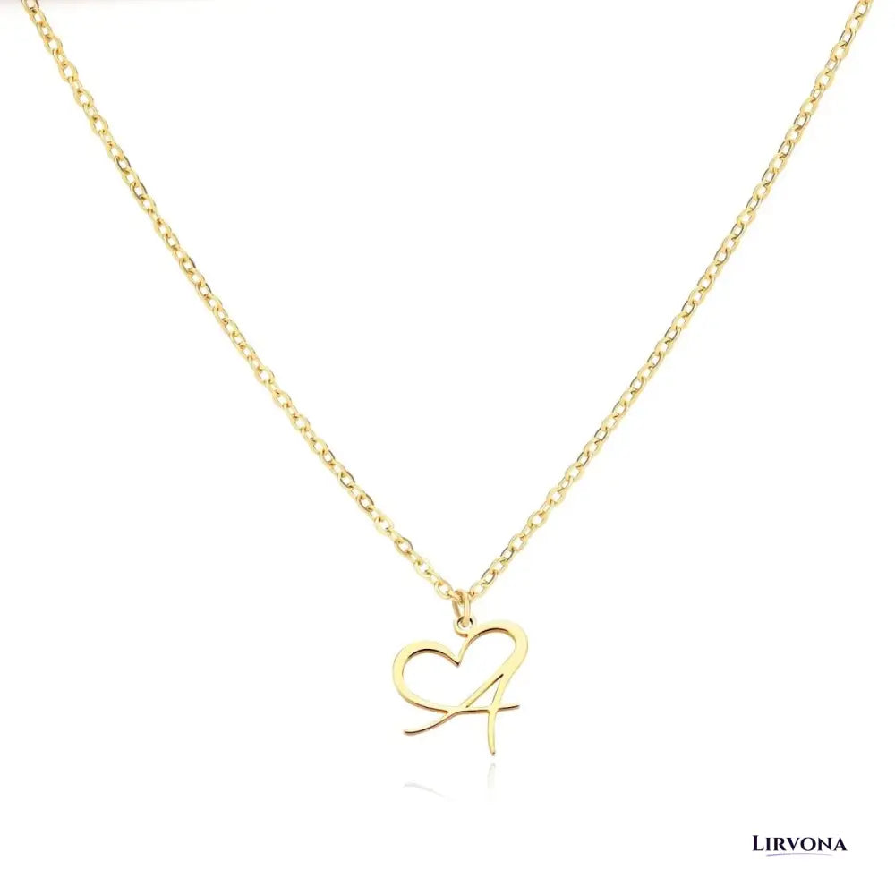 Women’s Gold Necklace Heart Design Stainless Steel Custom Initial