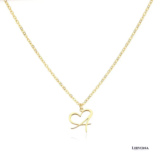 Women’s Gold Necklace Heart Design Stainless Steel Custom Initial