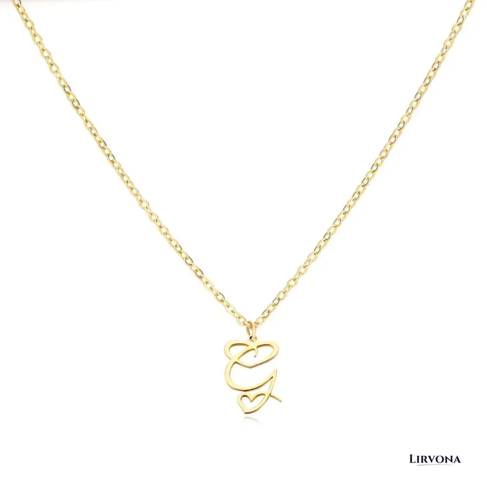 Women’s Gold Necklace Heart Design Stainless Steel Custom Initial