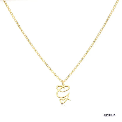 Women’s Gold Necklace Heart Design Stainless Steel Custom Initial