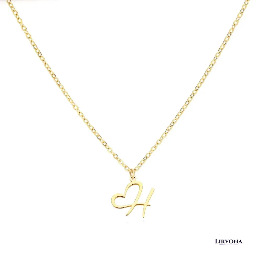 Women’s Gold Necklace Heart Design Stainless Steel Custom Initial
