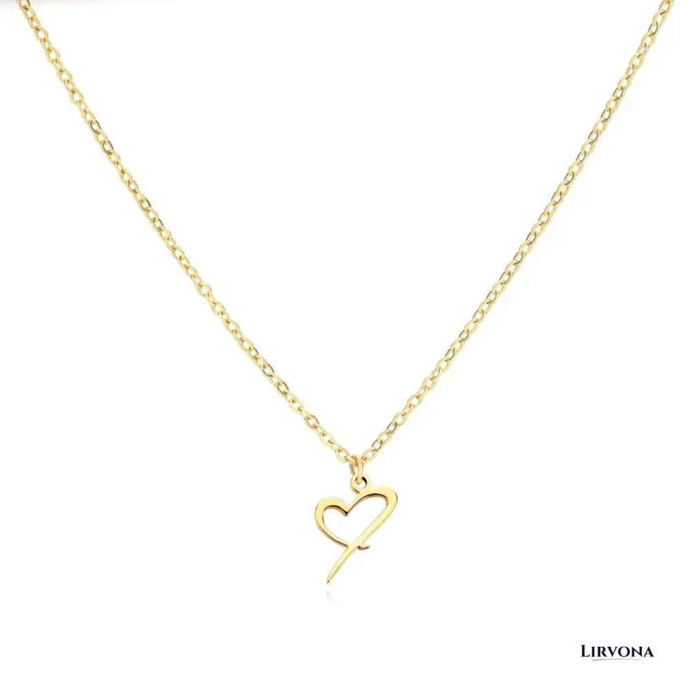 Women’s Gold Necklace Heart Design Stainless Steel Custom Initial