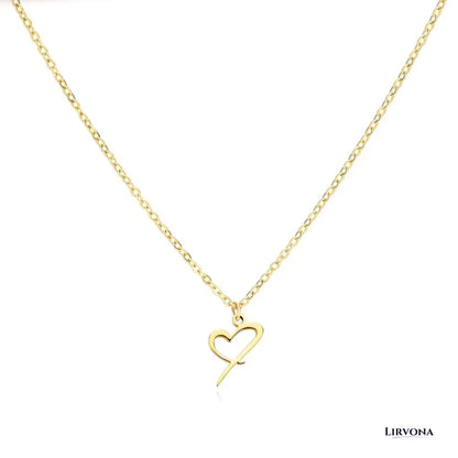 Women’s Gold Necklace Heart Design Stainless Steel Custom Initial