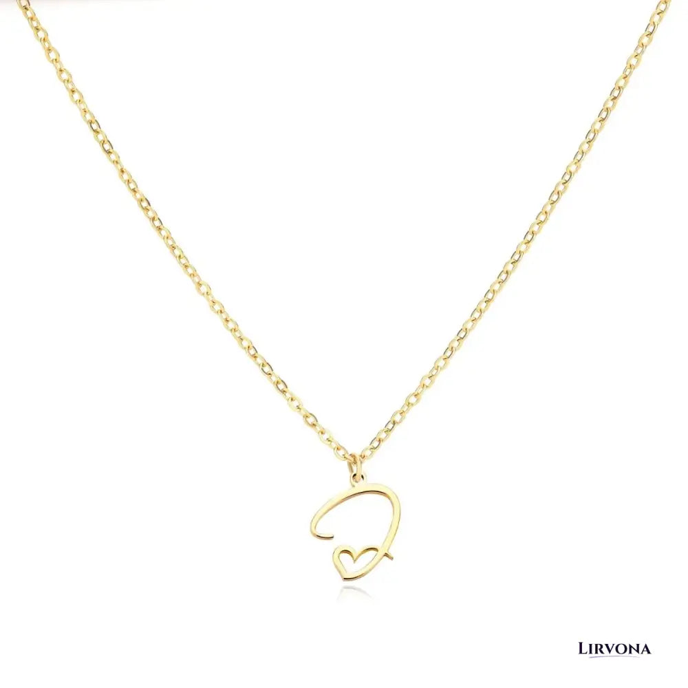 Women’s Gold Necklace Heart Design Stainless Steel Custom Initial