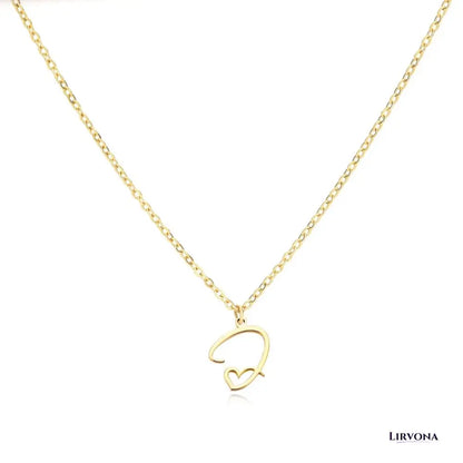 Women’s Gold Necklace Heart Design Stainless Steel Custom Initial