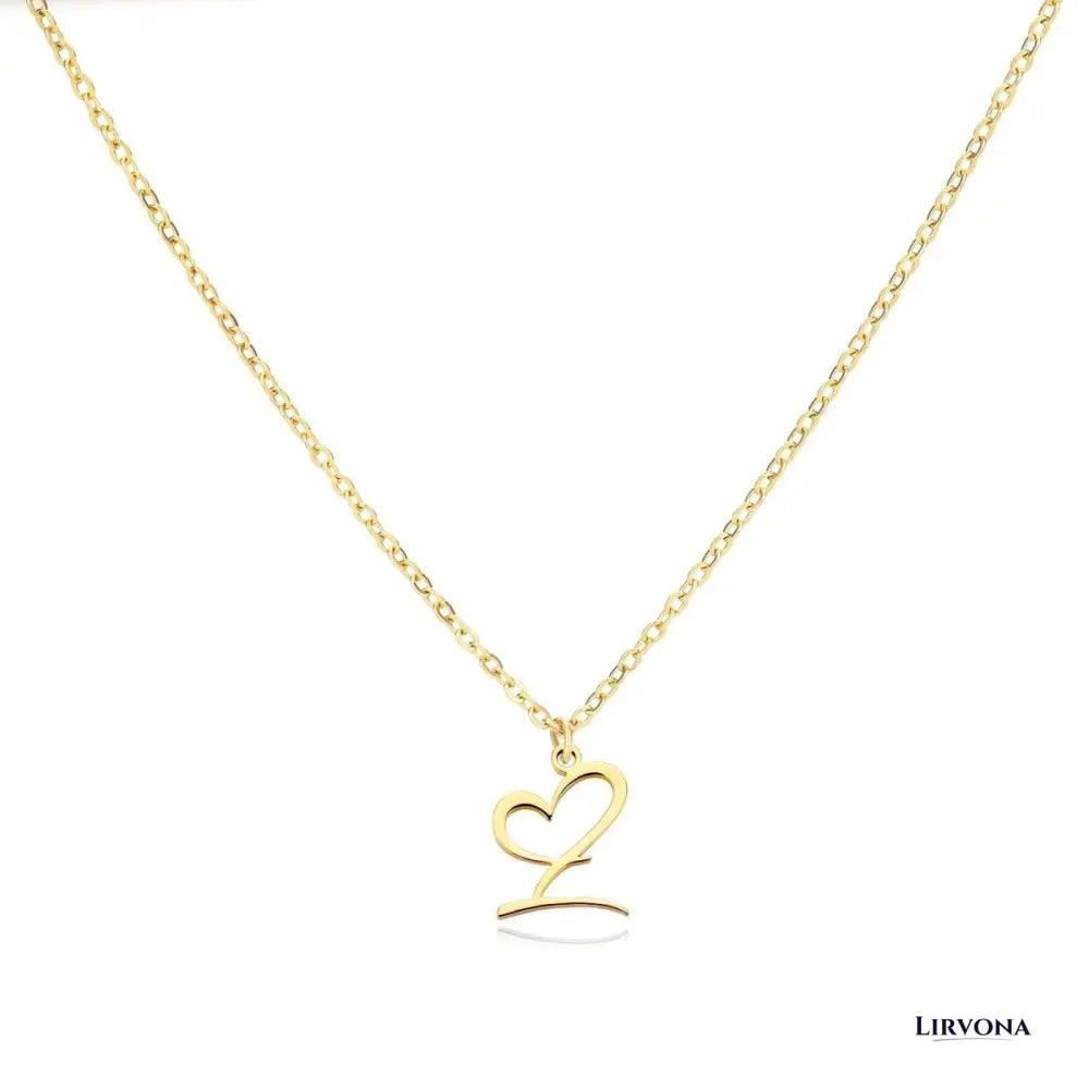 Women’s Gold Necklace Heart Design Stainless Steel Custom Initial