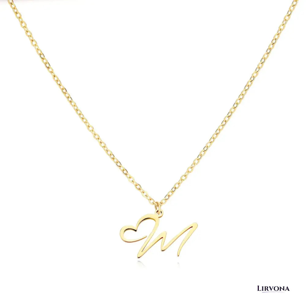 Women’s Gold Necklace Heart Design Stainless Steel Custom Initial