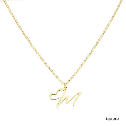 Women’s Gold Necklace Heart Design Stainless Steel Custom Initial