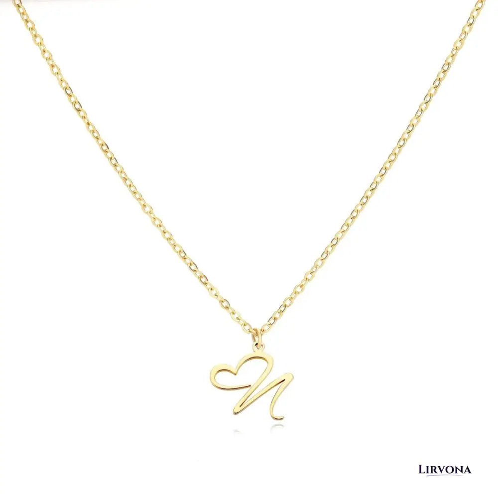 Women’s Gold Necklace Heart Design Stainless Steel Custom Initial