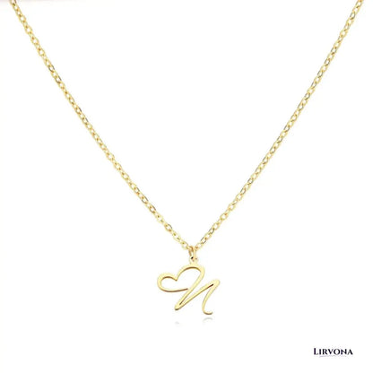 Women’s Gold Necklace Heart Design Stainless Steel Custom Initial