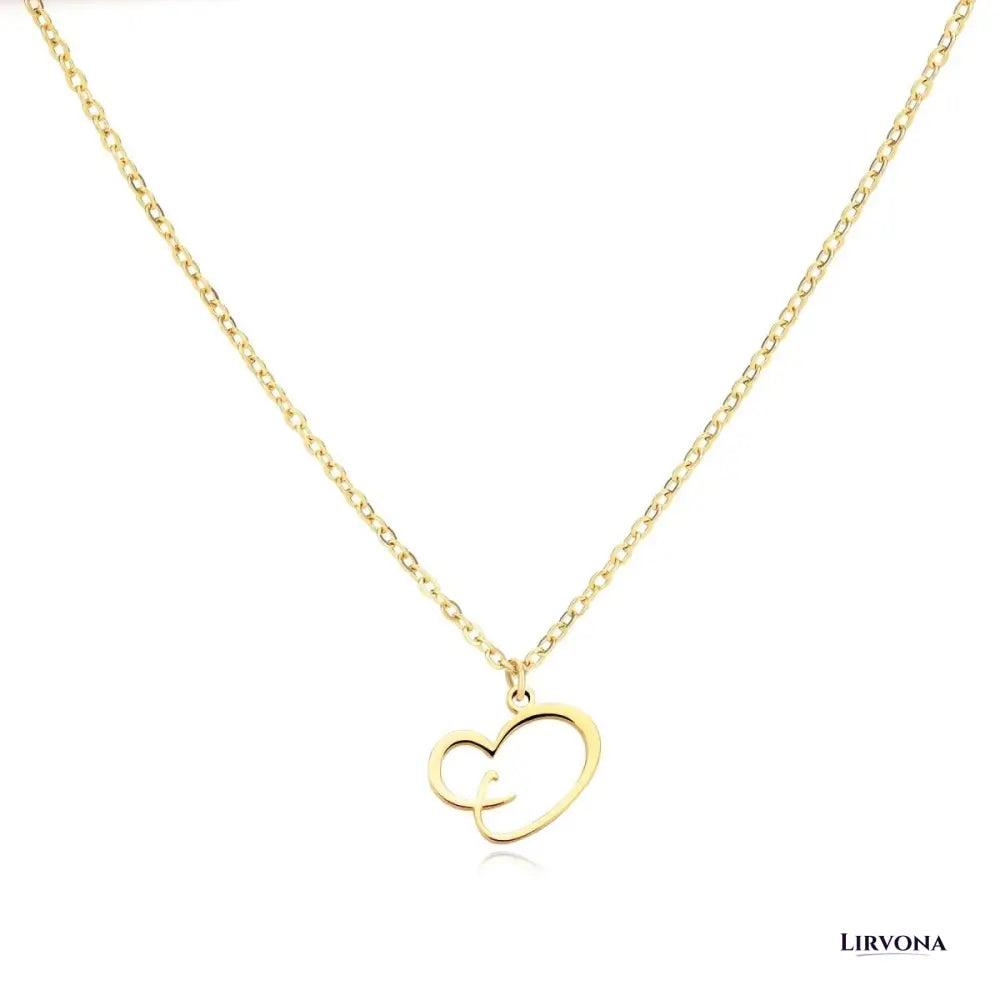 Women’s Gold Necklace Heart Design Stainless Steel Custom Initial