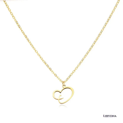 Women’s Gold Necklace Heart Design Stainless Steel Custom Initial