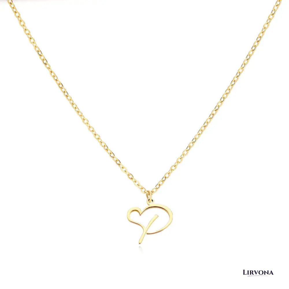 Women’s Gold Necklace Heart Design Stainless Steel Custom Initial