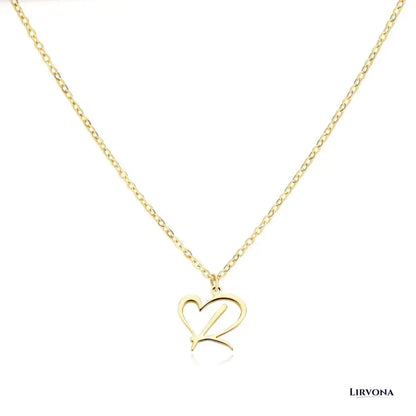 Women’s Gold Necklace Heart Design Stainless Steel Custom Initial