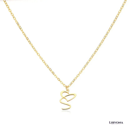 Women’s Gold Necklace Heart Design Stainless Steel Custom Initial