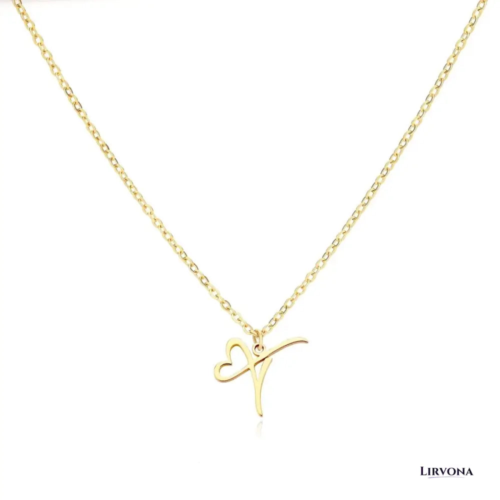Women’s Gold Necklace Heart Design Stainless Steel Custom Initial