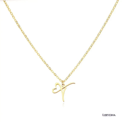 Women’s Gold Necklace Heart Design Stainless Steel Custom Initial
