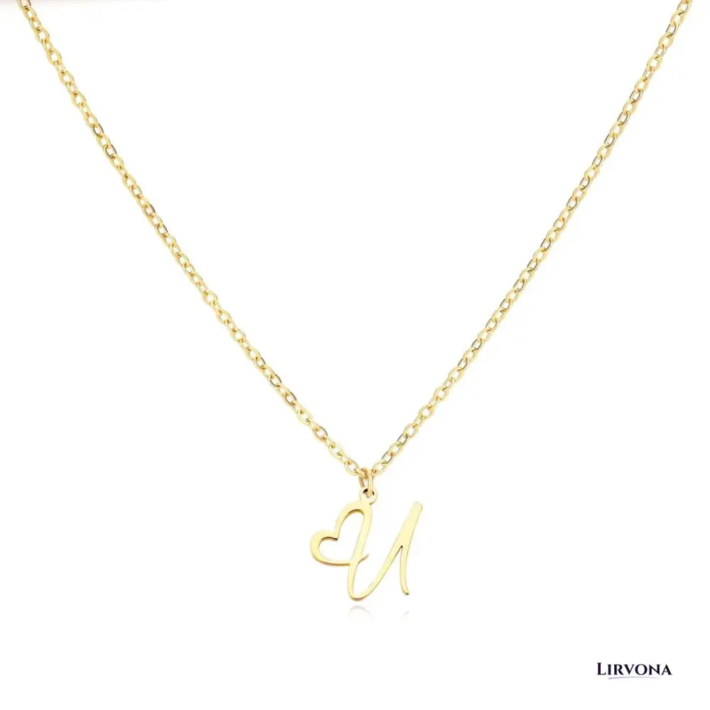 Women’s Gold Necklace Heart Design Stainless Steel Custom Initial