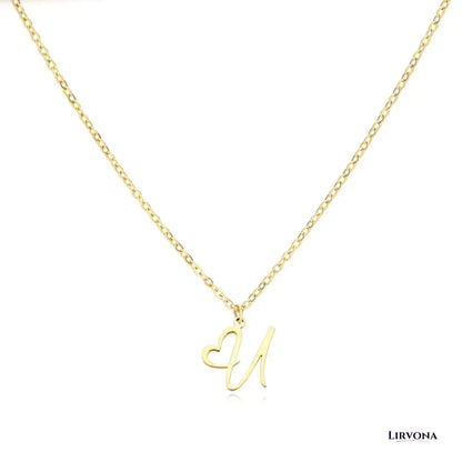 Women’s Gold Necklace Heart Design Stainless Steel Custom Initial