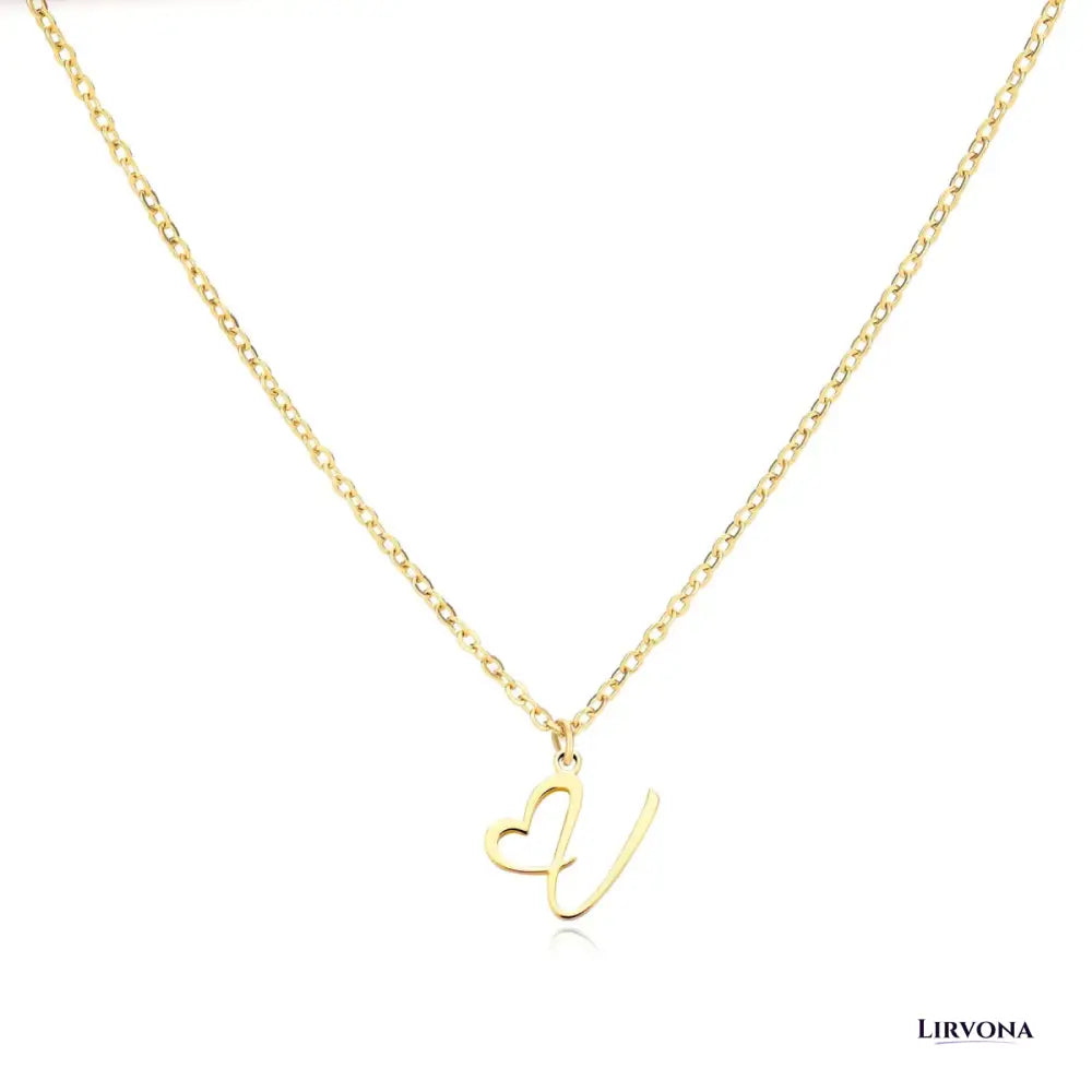 Women’s Gold Necklace Heart Design Stainless Steel Custom Initial