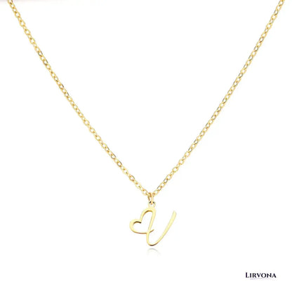 Women’s Gold Necklace Heart Design Stainless Steel Custom Initial