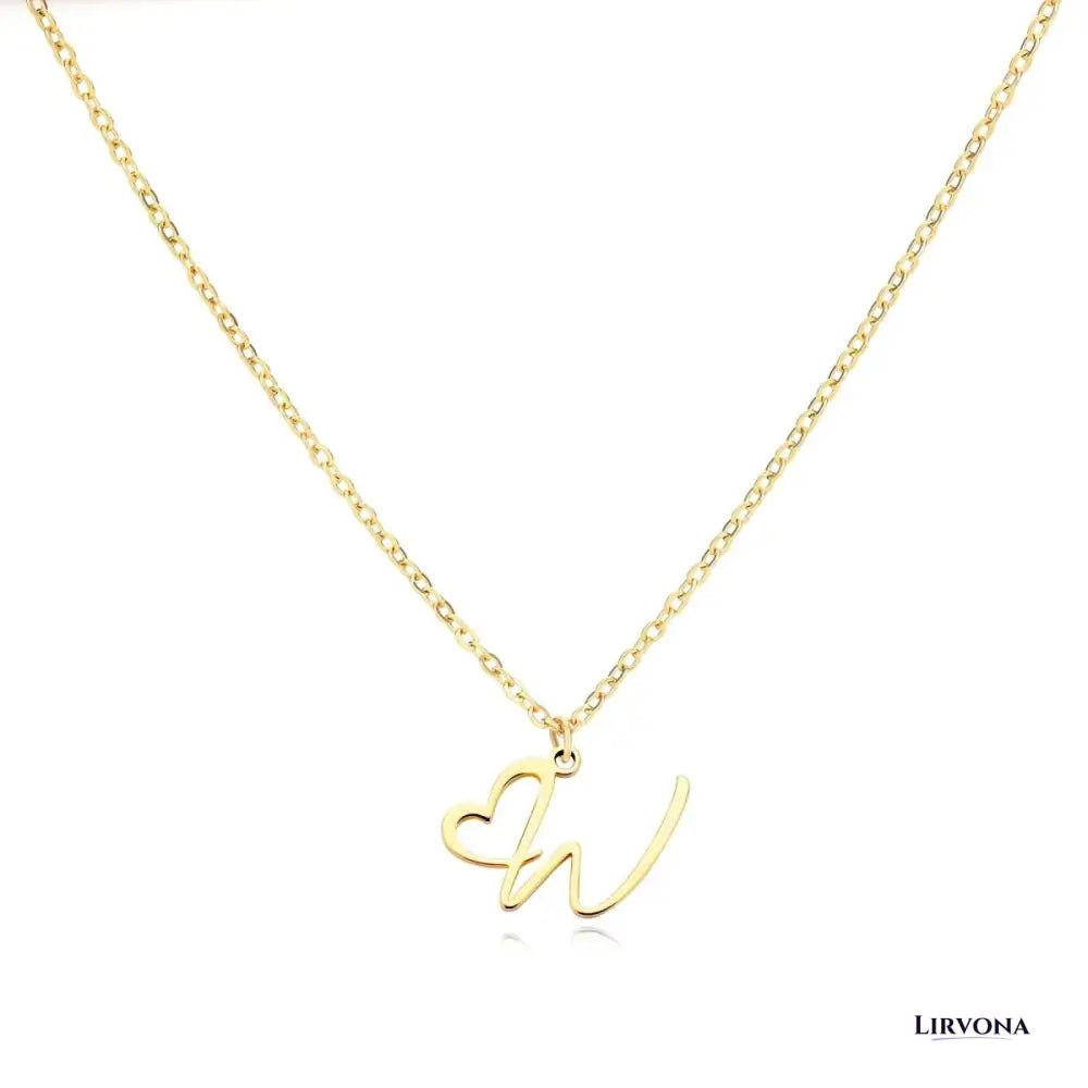 Women’s Gold Necklace Heart Design Stainless Steel Custom Initial