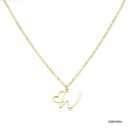 Women’s Gold Necklace Heart Design Stainless Steel Custom Initial
