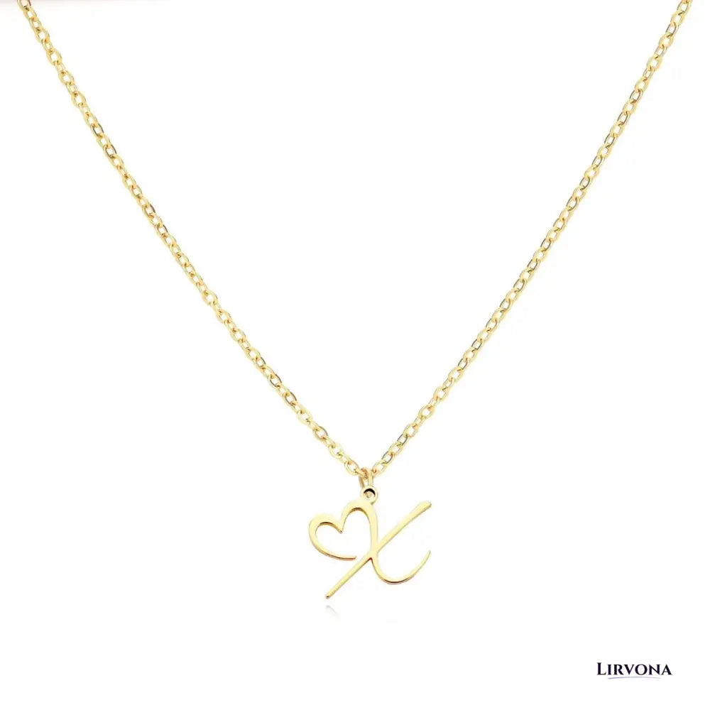 Women’s Gold Necklace Heart Design Stainless Steel Custom Initial