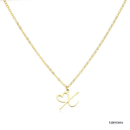 Women’s Gold Necklace Heart Design Stainless Steel Custom Initial