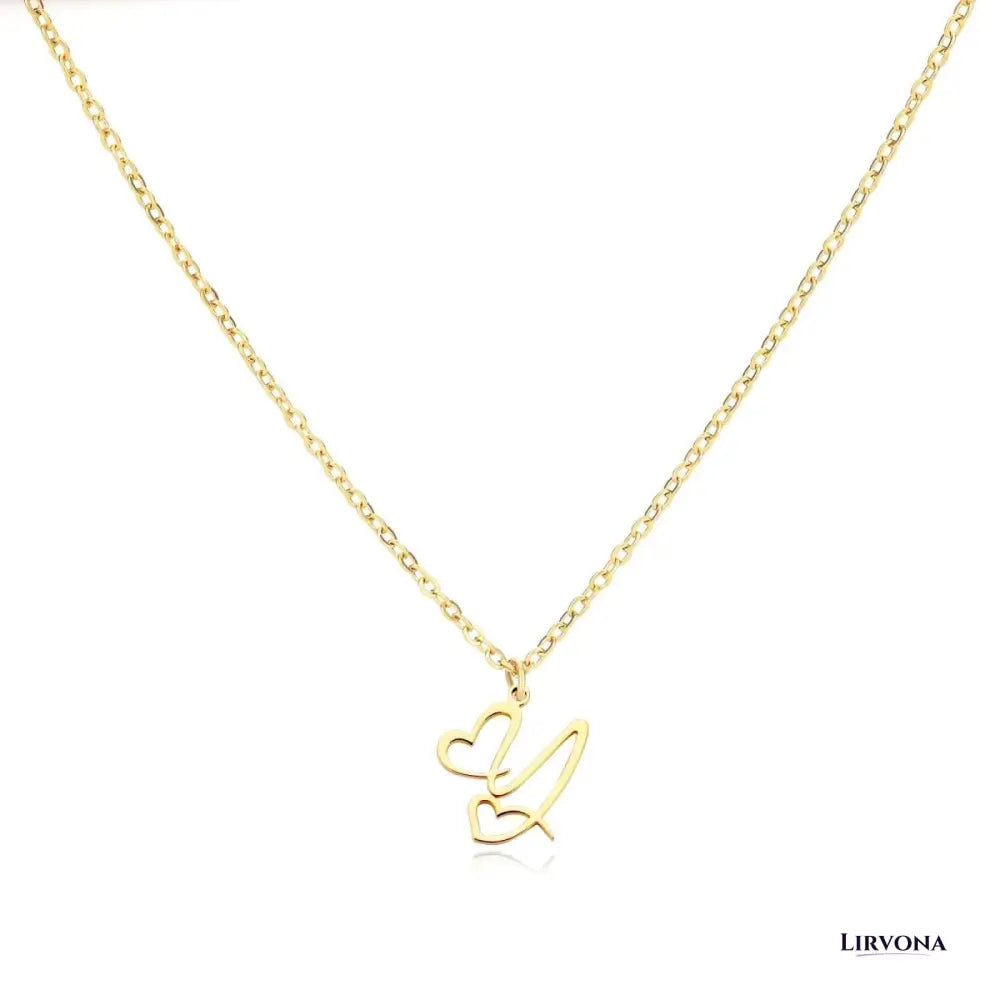 Women’s Gold Necklace Heart Design Stainless Steel Custom Initial