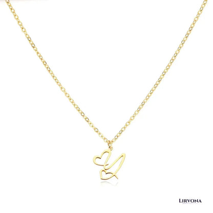Women’s Gold Necklace Heart Design Stainless Steel Custom Initial
