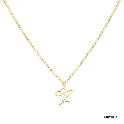 Women’s Gold Necklace Heart Design Stainless Steel Custom Initial