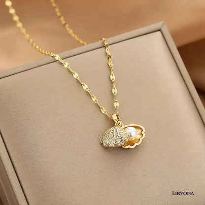 Women’s Gold Necklace Stainless Steel with Zircon Dainty Design