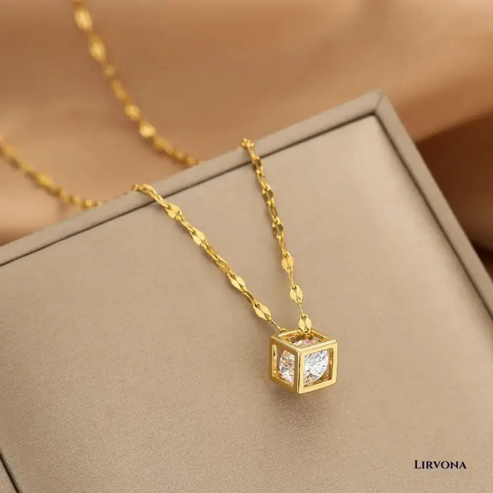 Women’s Gold Necklace Stainless Steel with Zircon Dainty Design
