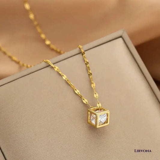 Women’s Gold Necklace Stainless Steel with Zircon Dainty Design