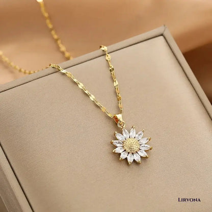 Women’s Gold Necklace Stainless Steel with Zircon Dainty Design