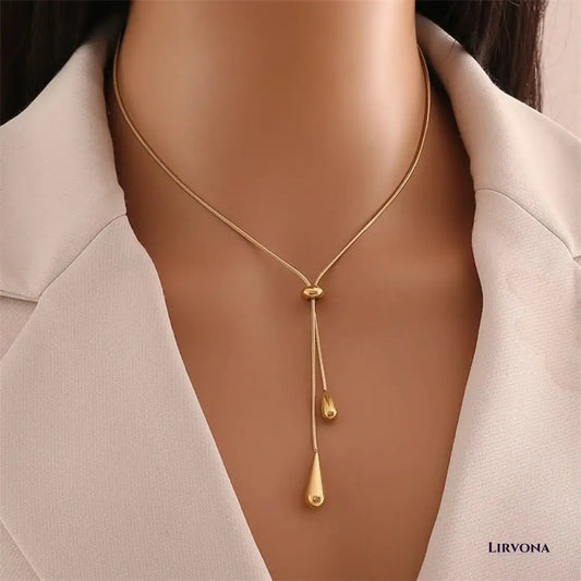 Women’s Necklace and Earrings Set Silver Stainless Steel Adjustable Lariat