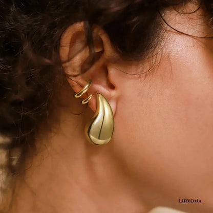 Women’s Teardrop Earrings Gold Stainless Steel Hypoallergenic Elegant Design