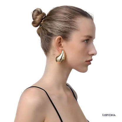 Women’s Teardrop Earrings Gold Stainless Steel Hypoallergenic Elegant Design