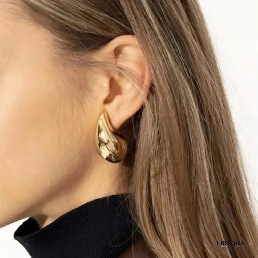 Women’s Teardrop Earrings Gold Stainless Steel Hypoallergenic Elegant Design